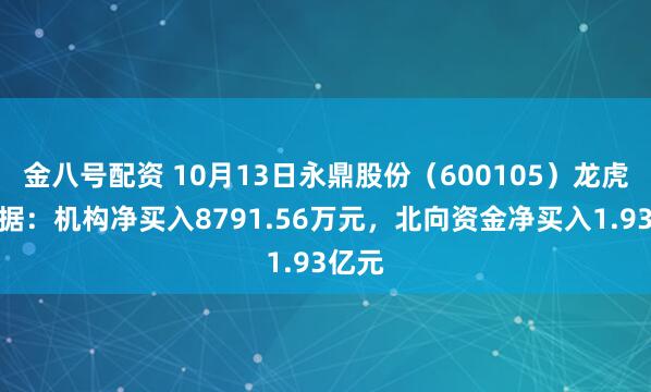 金八号配资 10月13日永鼎股份(600105)龙虎榜数据:机构净买入8791.56万元,北向资金净买入1.93亿元